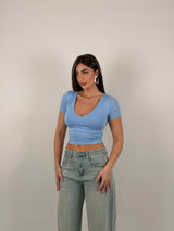 Maglia scollo a V semivelata mezza manica