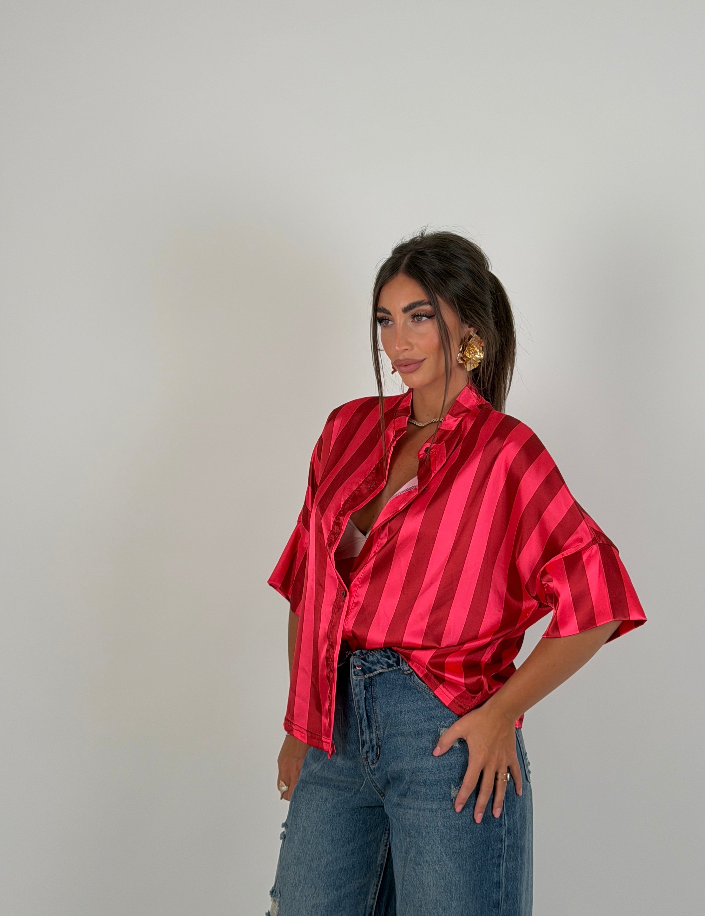 Camicia in raso a righe