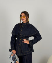 Giacca modello trench in denim scuro