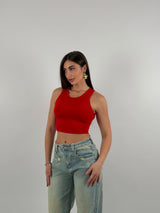 Top in lycra, girocollo, giromanica