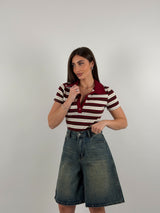 Body a righe, mezza manica, cotone