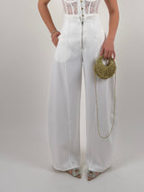 Pantalone vita alta con zip visibile