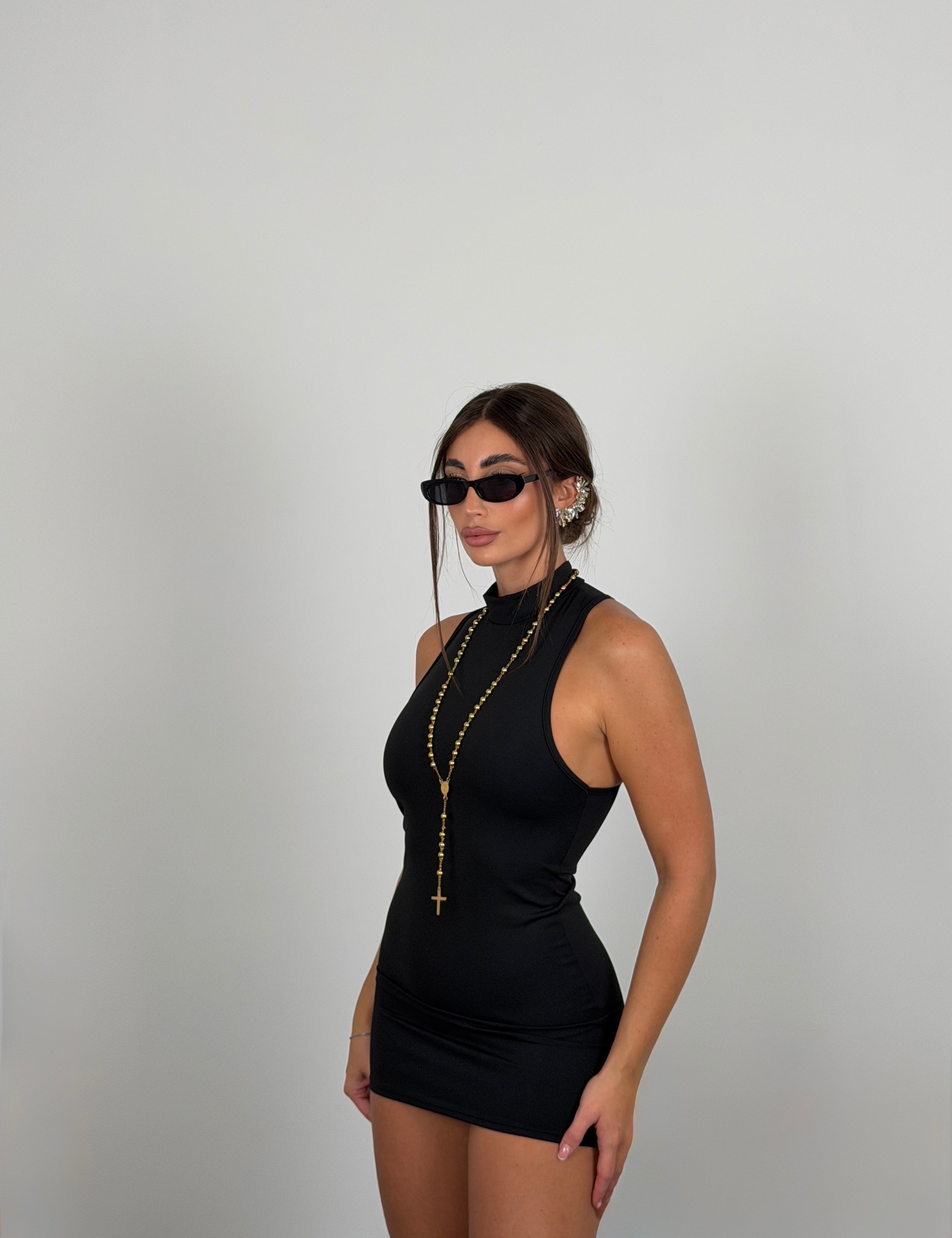 Mini Dress giromanica, mezzocollo