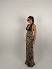 Vestito lungo in pizzo e lycra