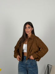Giacca in camoscio modello bomber