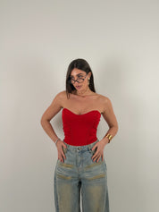 Top in lycra a fascia steccato