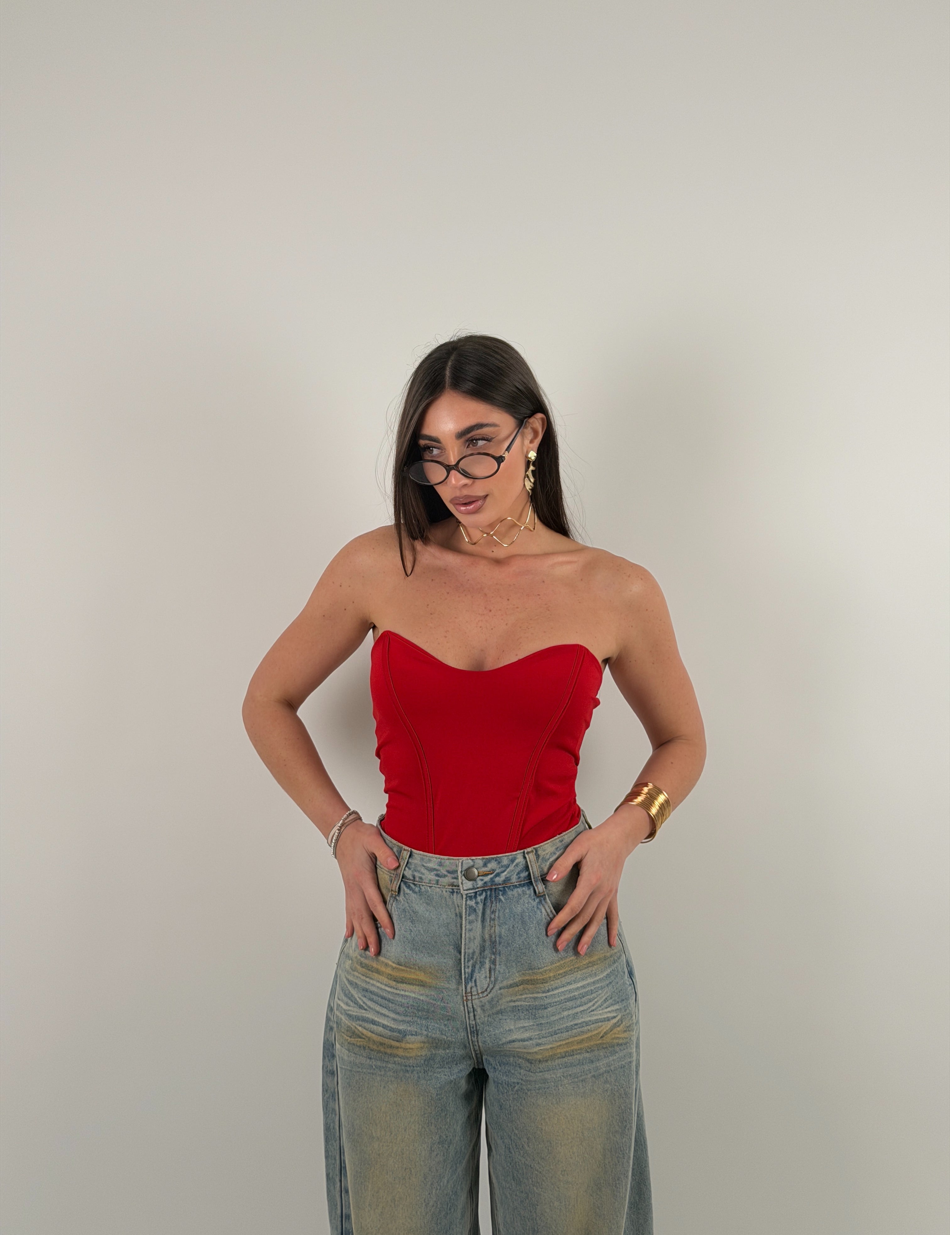 Top in lycra a fascia steccato