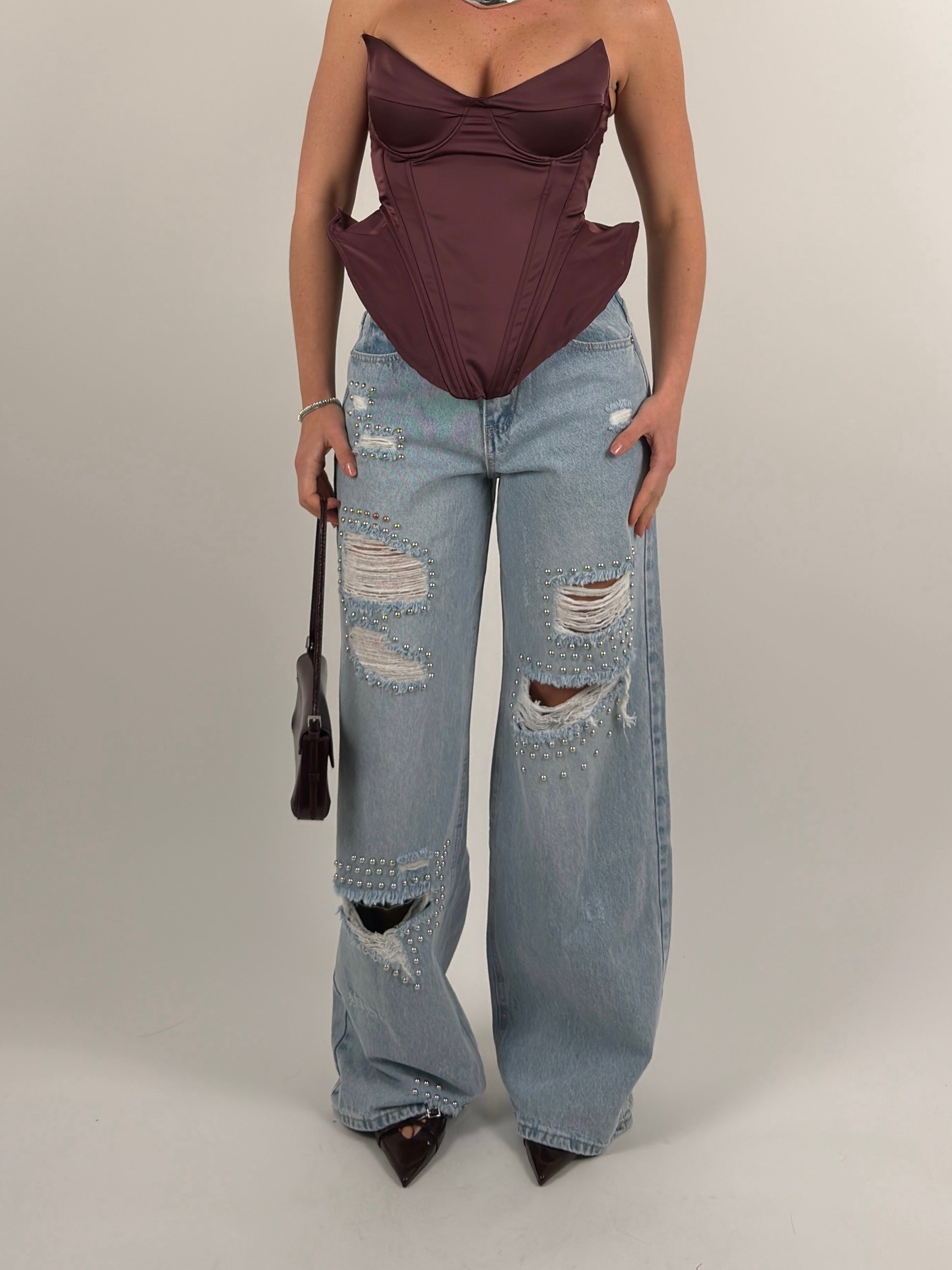 Jeans borchie palazzo