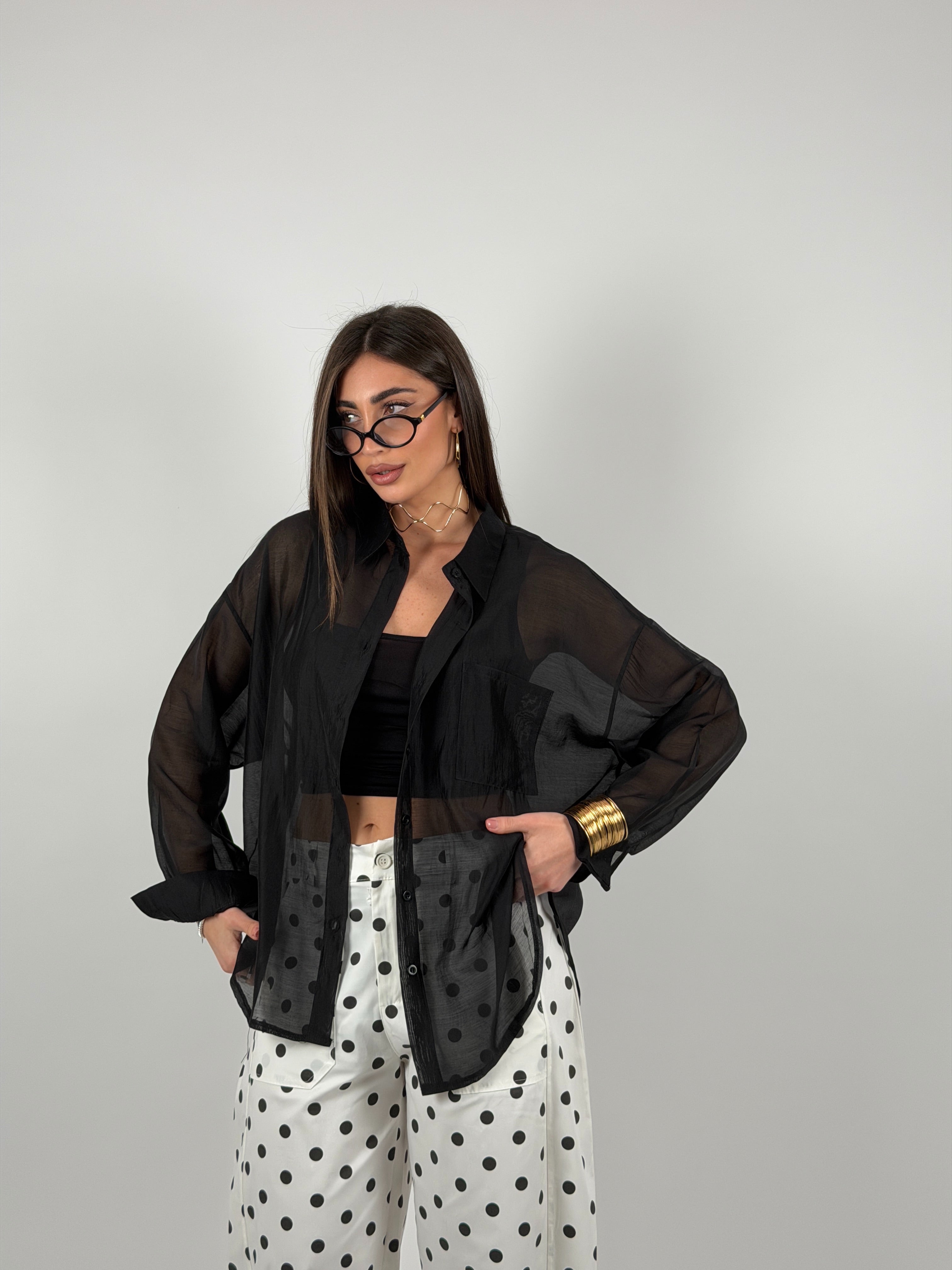 Camicia semivelata oversize