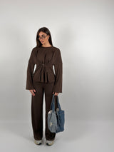 Completo in viscosa con maglia e bottoncino