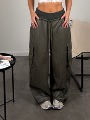 Pantalone ecopelle risvolto