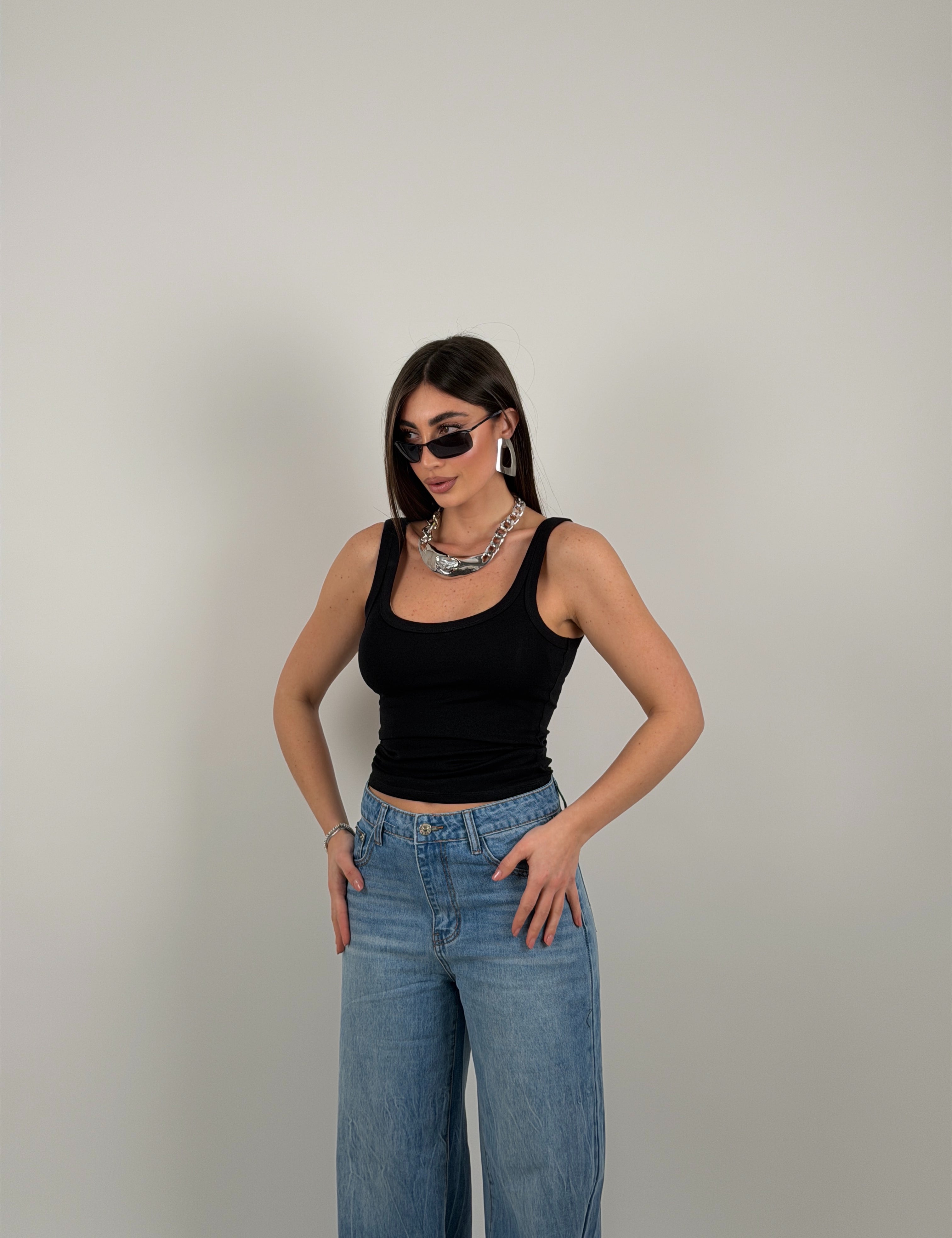 Top giro manica scollo tondo by lumina
