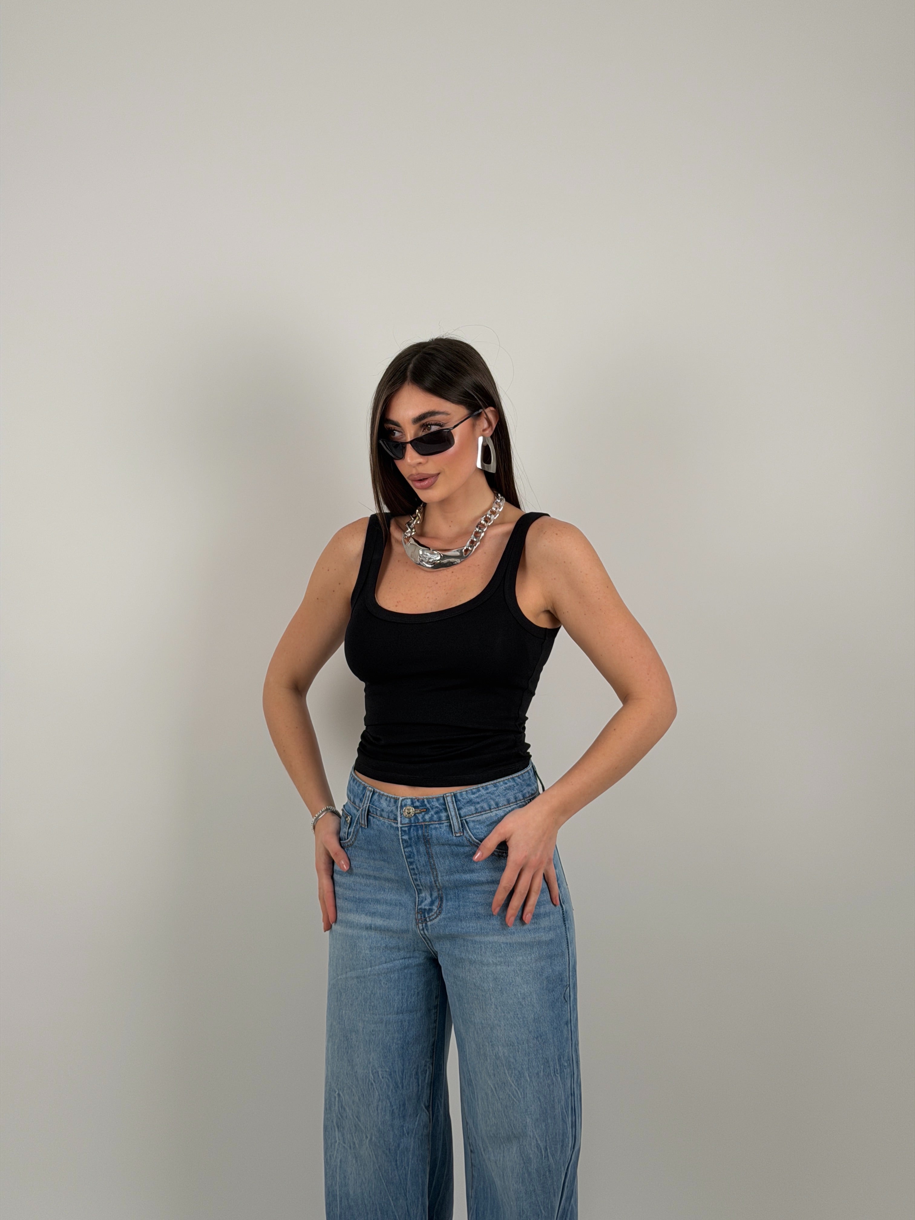 Top giro manica scollo tondo by lumina