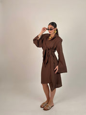 Vestito midi portafoglio semplice