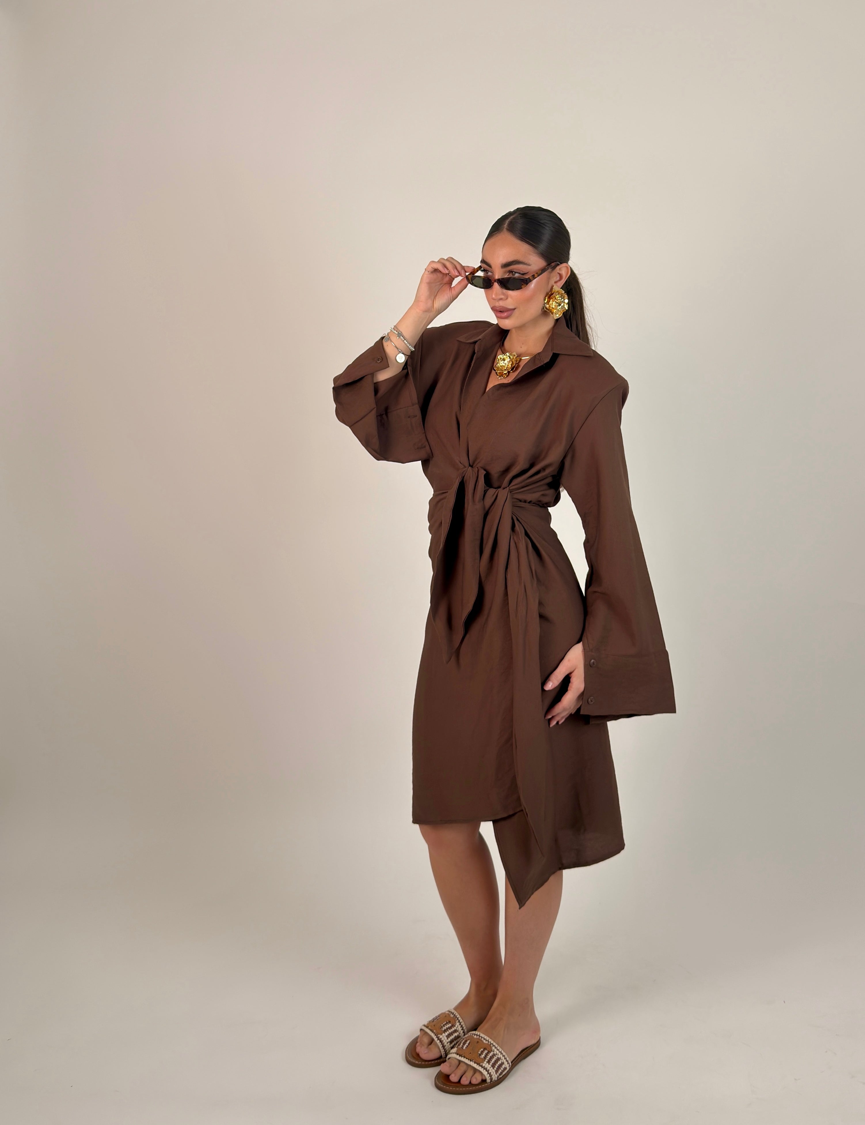 Vestito midi portafoglio semplice