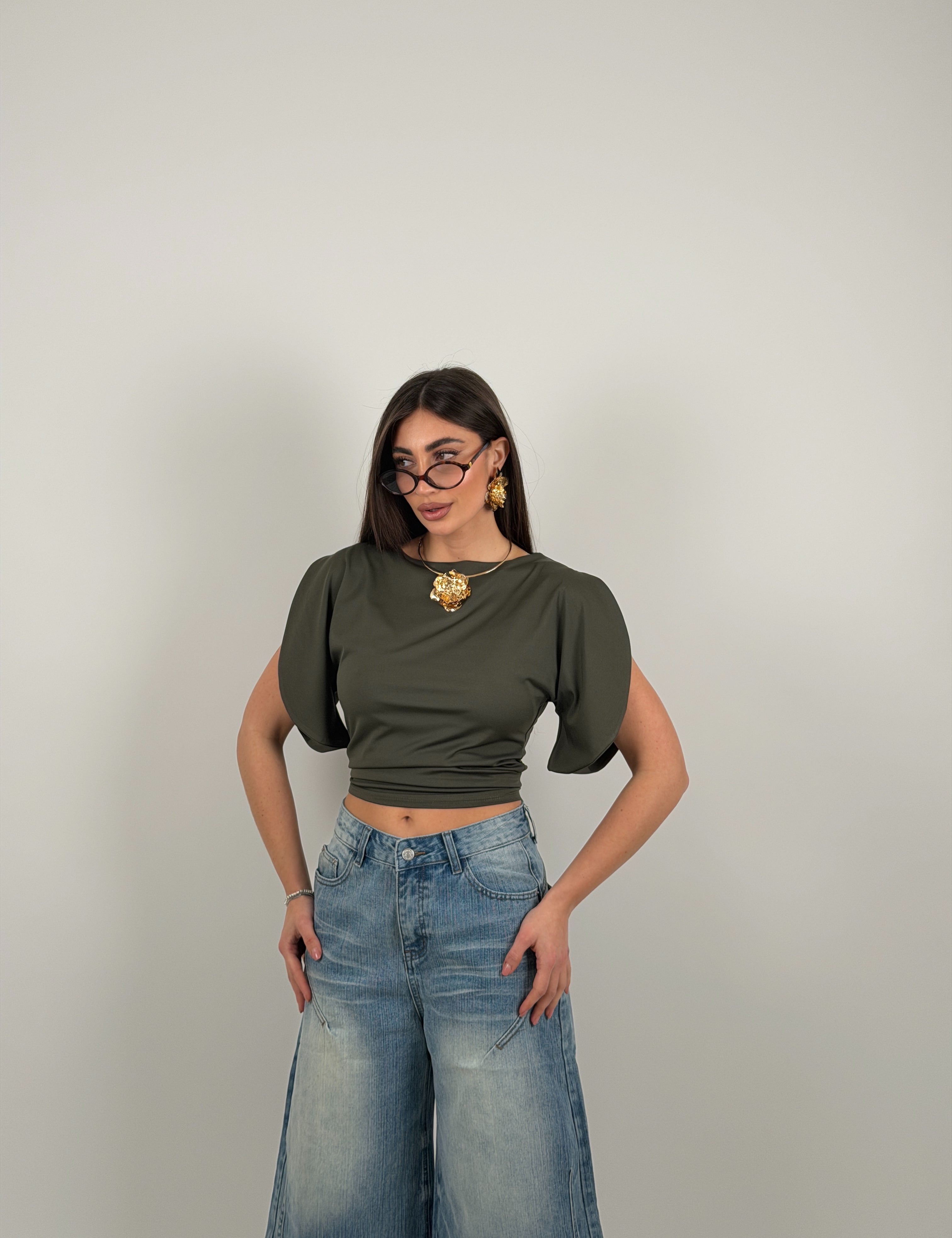 Maglia con mezza manica aperta in lycra