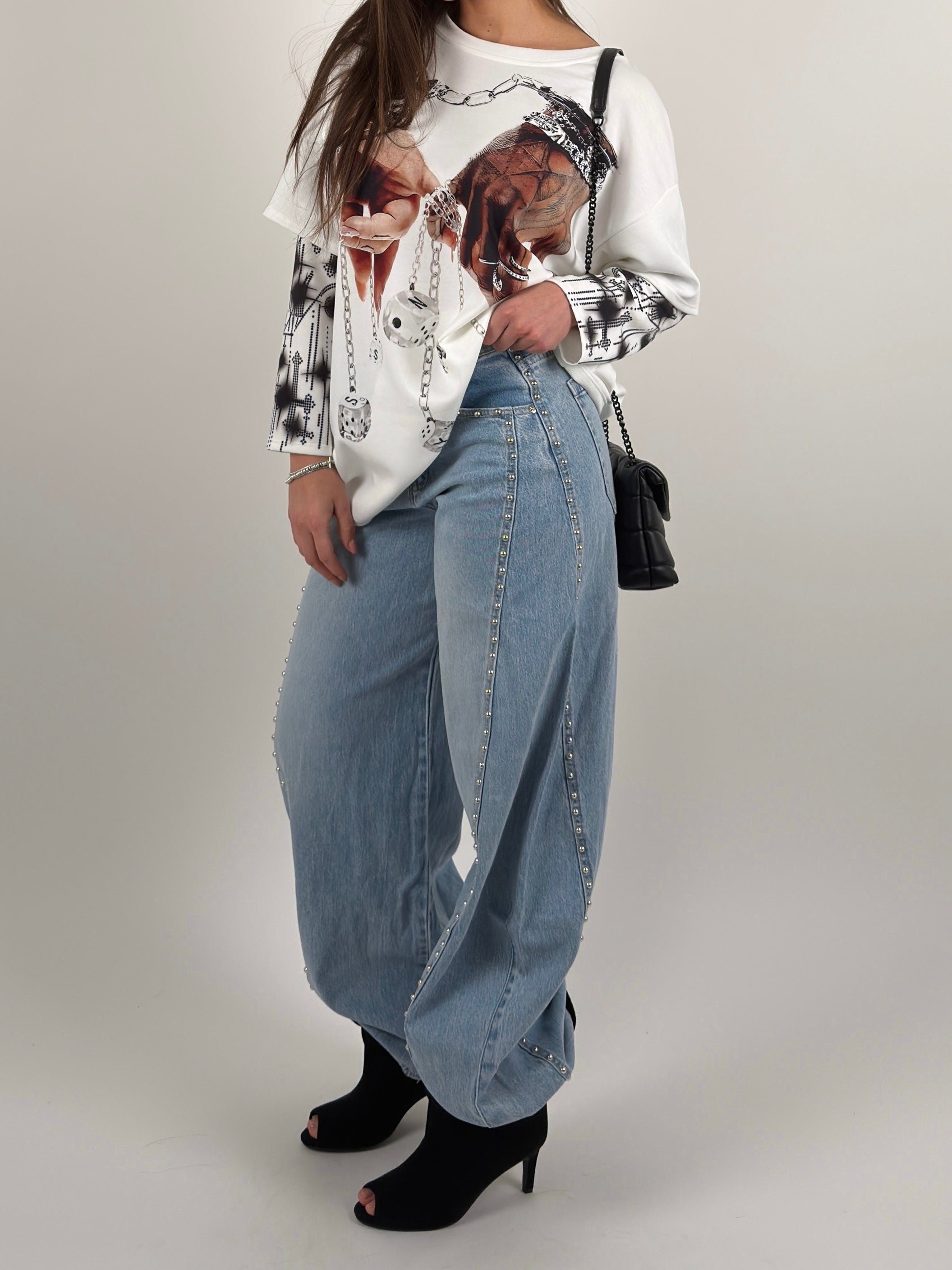 Jeans ballon borchie