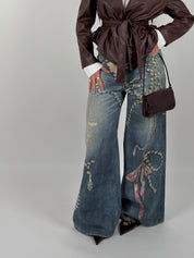 Jeans palazzo con stampe