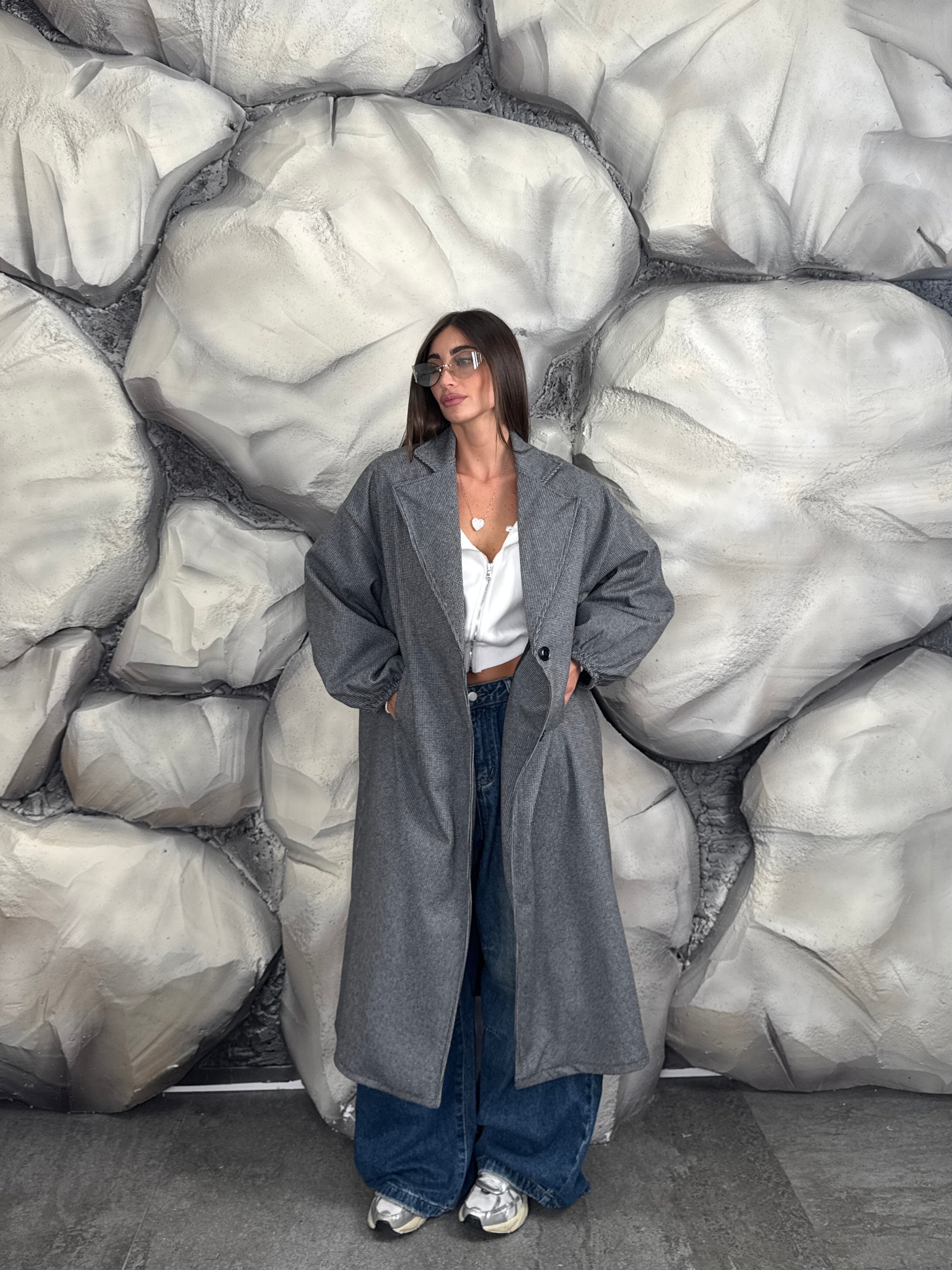 Cappotto pied poule over size