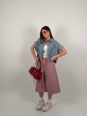 Gilet media lunghezza denim