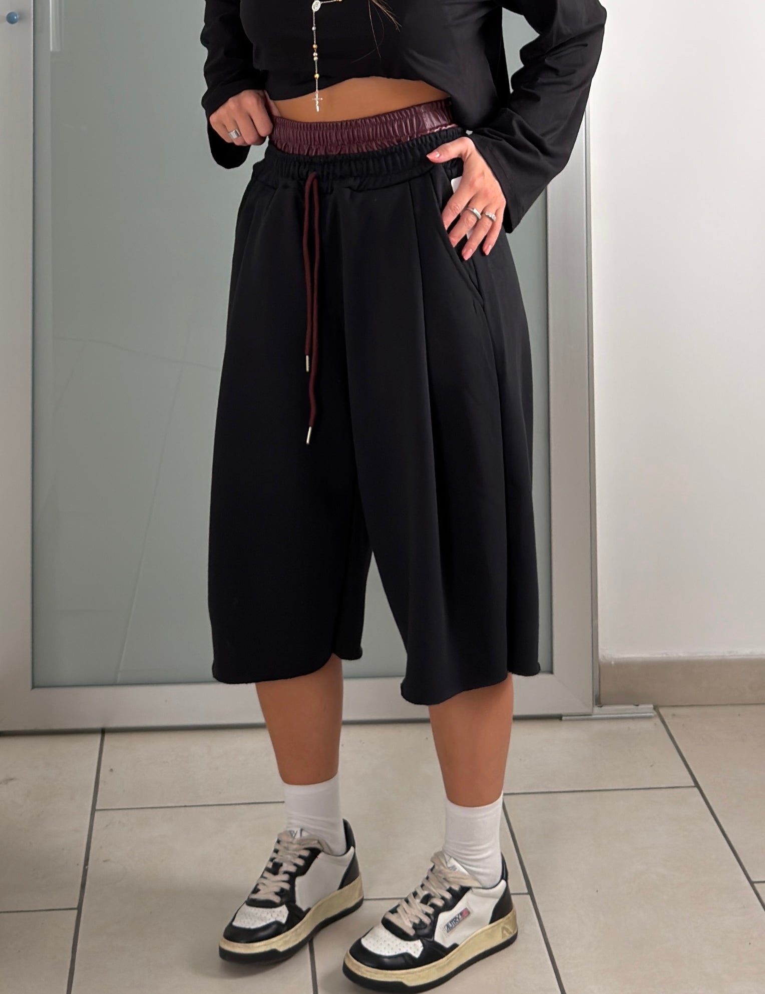 Jorts doppio elastico in ecopelle