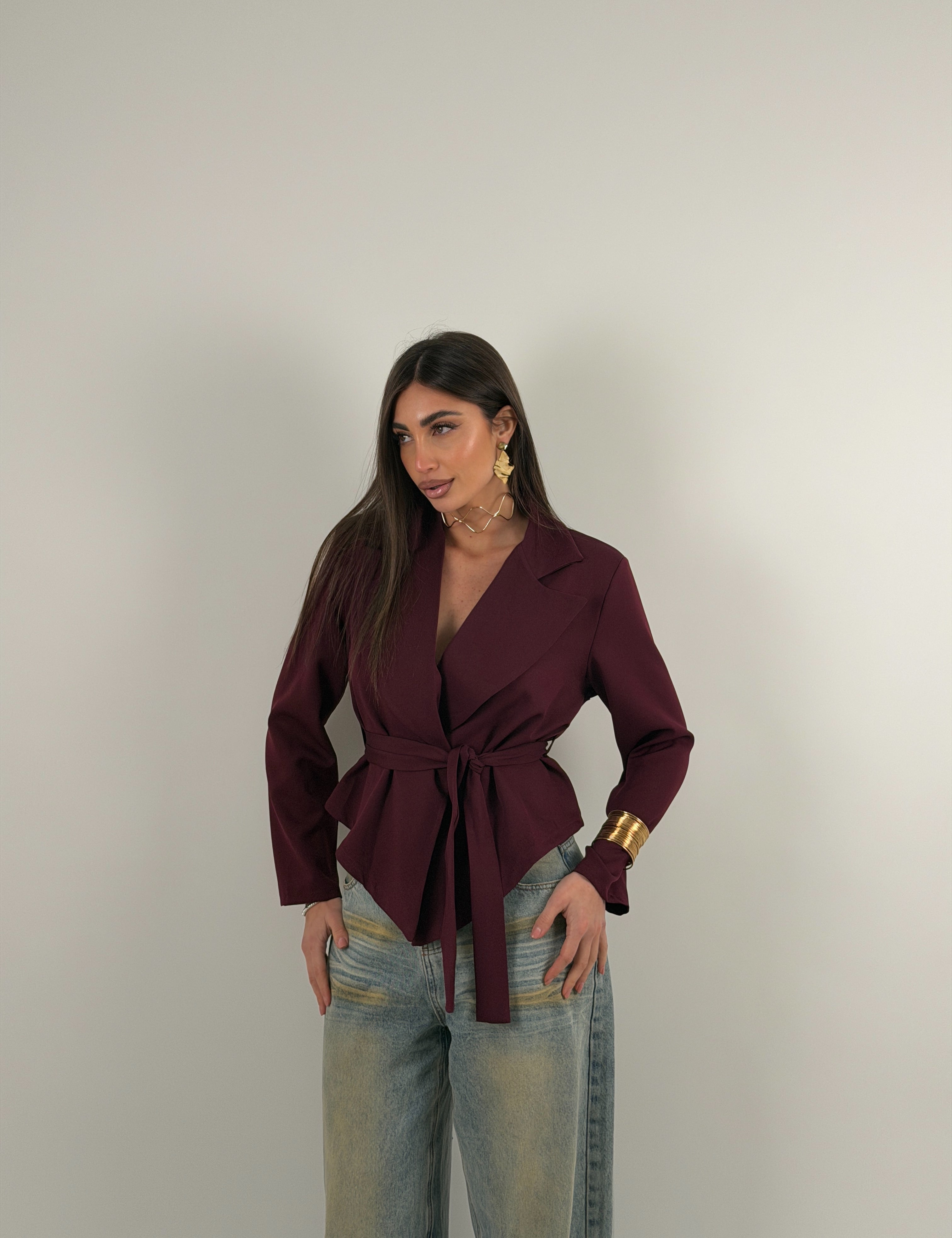 Giacca in cotone, cintura in vita