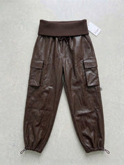 Pantalone ecopelle risvolto