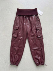 Pantalone ecopelle risvolto